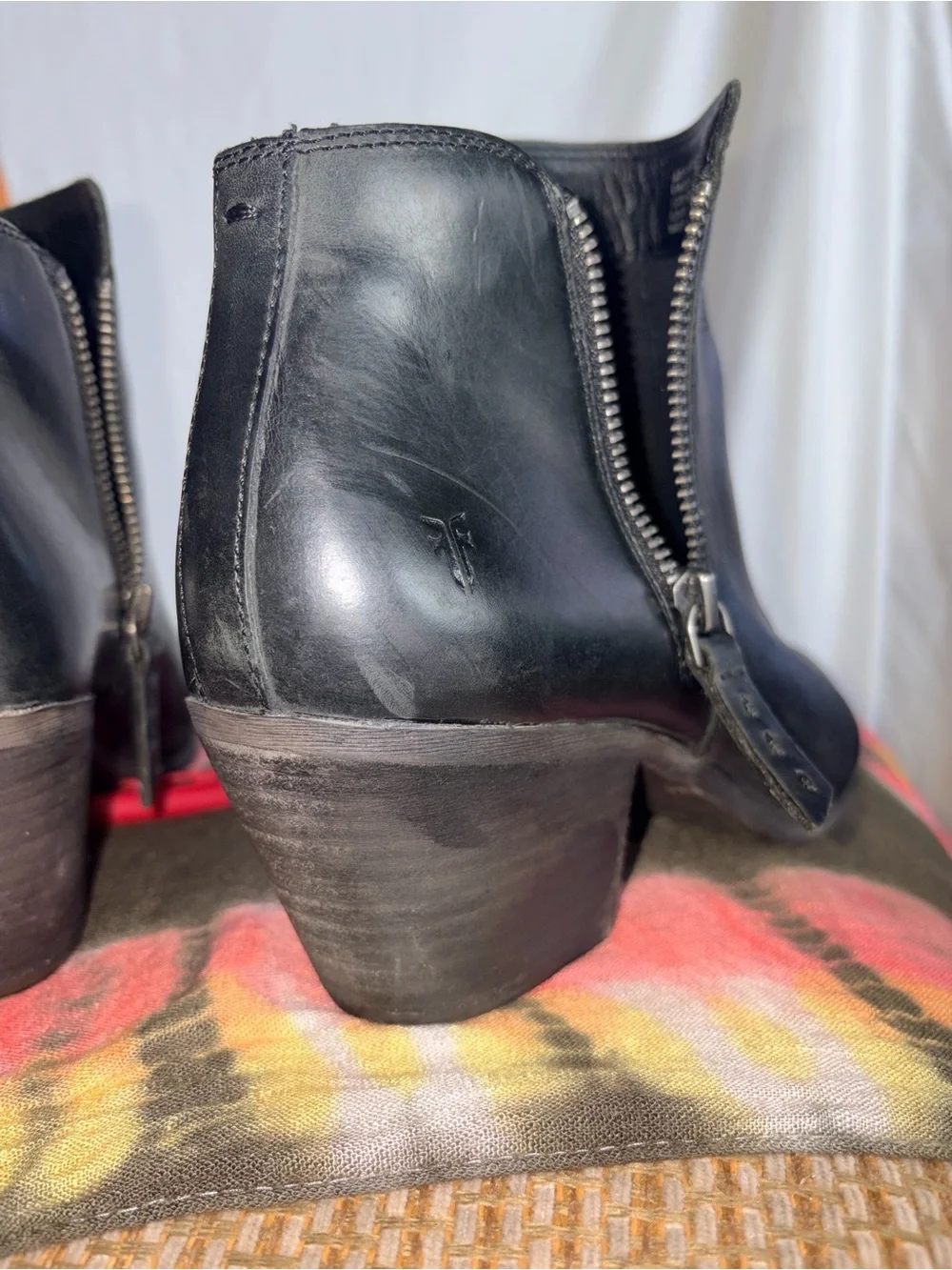 Black Leather Ankle Boots with Side Zip